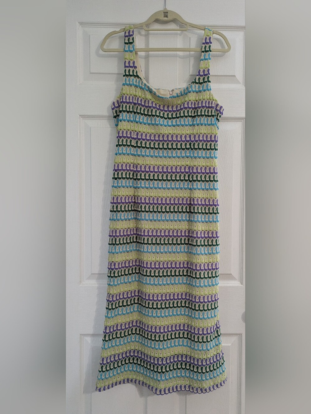 Donna Morgan Sleeveless Lined Knit Maxi Dress US 16 Beige Green Purple Blue